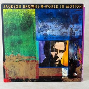 Jackson Browne World in Motion Vinyl LP 12" 1989‎ Elektra PROMO - NEAR MINT